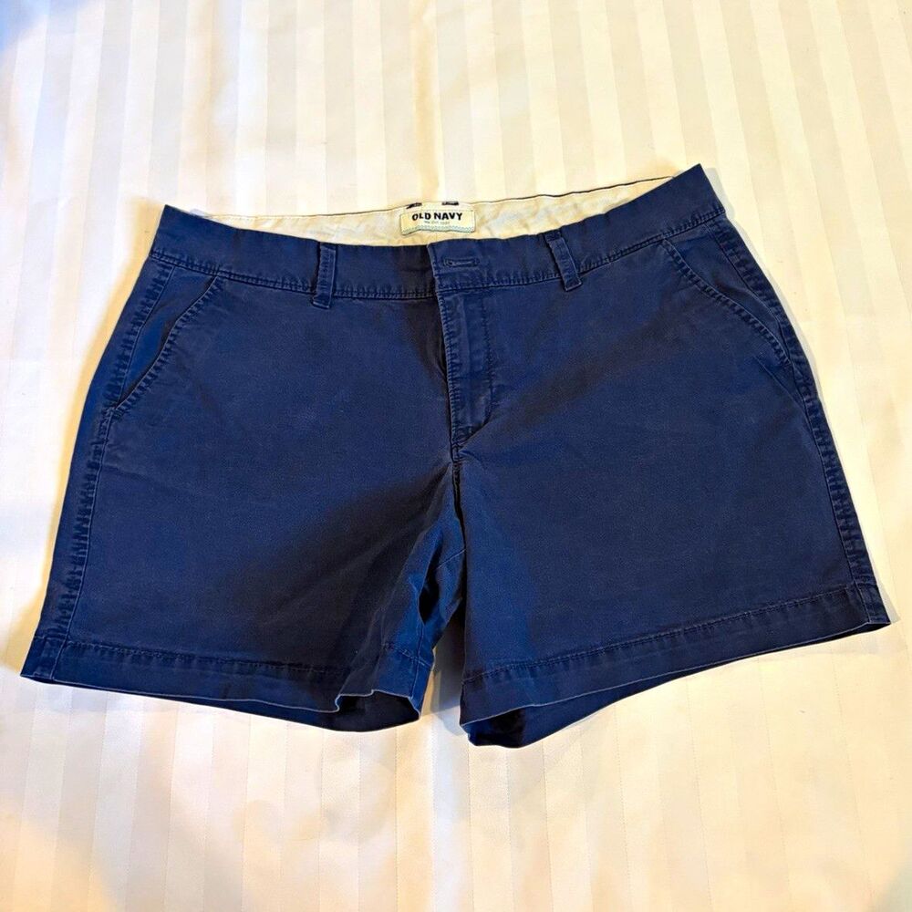 Old Navy 5" Chino Shorts Blue Cotton Stretch Pockets Mid Rise Women’s 10 Regular